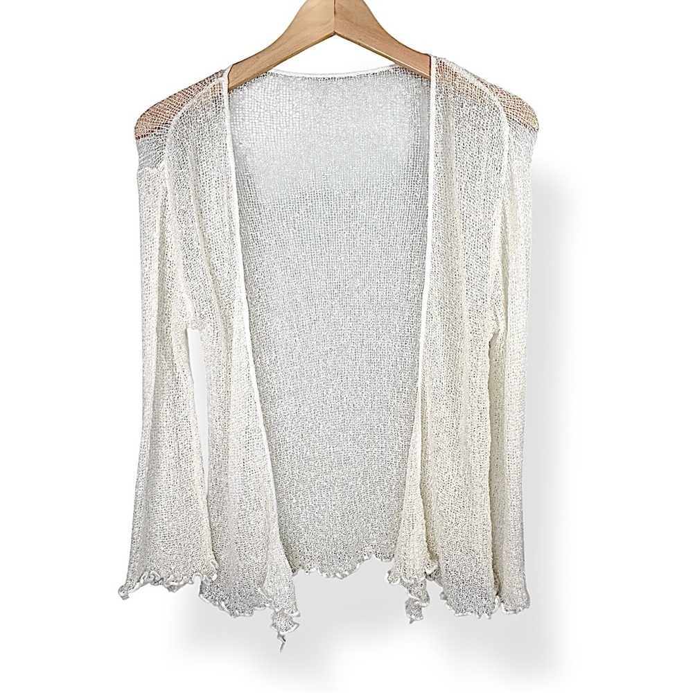 4/$20 Handmade Boho Open Knit Cardigan Lightweight Sheer Beach Cover Up Festival - Picture 3 of 6